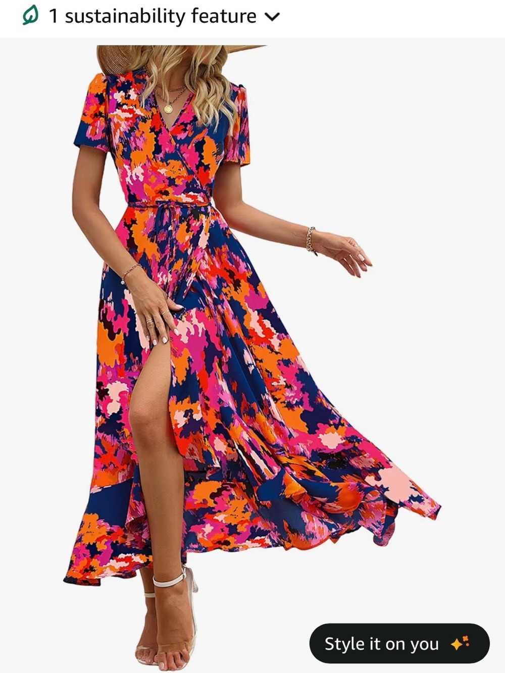 Pretty garden women’s BoHo floral maxi dress- blue and orange